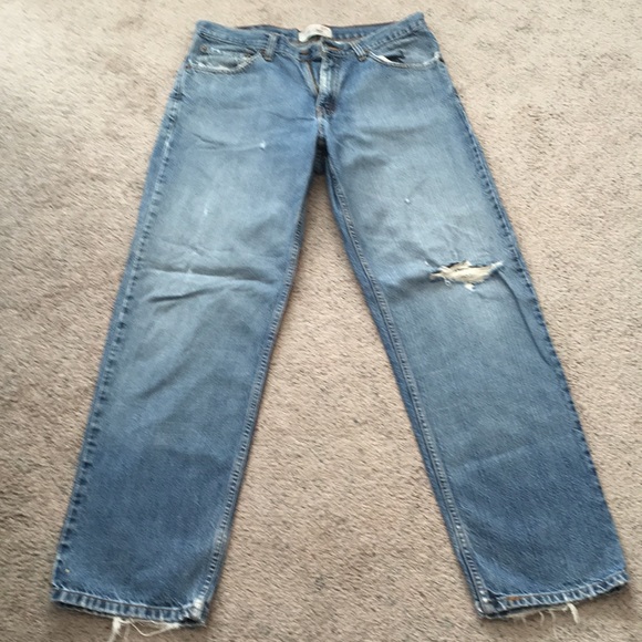 LEVI STRAUSS Distressed Denim Blue Jeans Size 34 x 34 - Picture 3 of 11